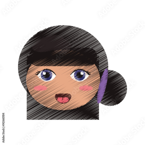 drawing cute face kokeshi vector illustration eps 10