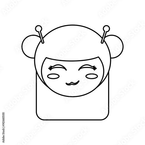kokeshi head face doll outline vector illustration eps 10 vector illustration