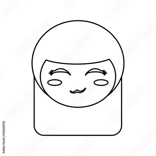 kokeshi head face doll outline vector illustration eps 10 vector illustration