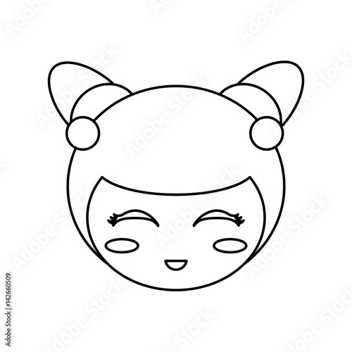 kokeshi head face doll outline vector illustration eps 10 vector illustration