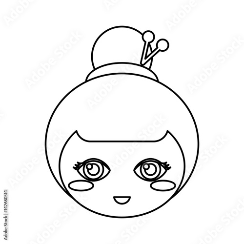 kokeshi head face doll outline vector illustration eps 10 vector illustration