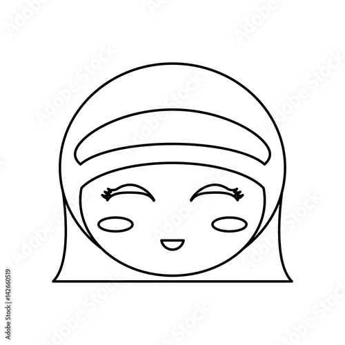 kokeshi head face doll outline vector illustration eps 10 vector illustration