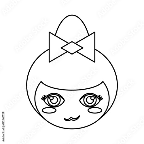 kokeshi head face doll outline vector illustration eps 10 vector illustration