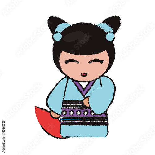 kokeshi doll handmade decoration image vector illustration eps 10