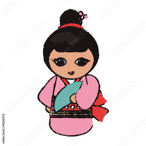 kokeshi doll handmade decoration image vector illustration eps 10