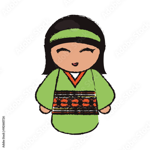 kokeshi doll handmade decoration image vector illustration eps 10