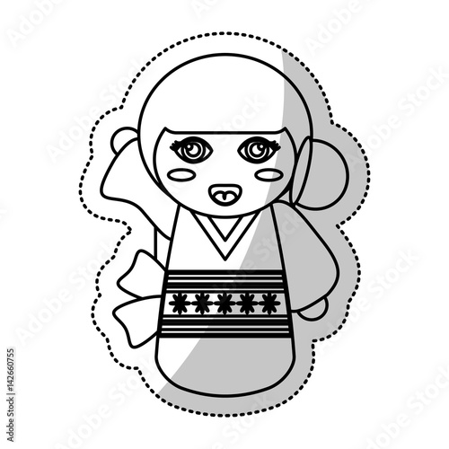 kokeshi doll geisha traditional line vector illustration eps 10