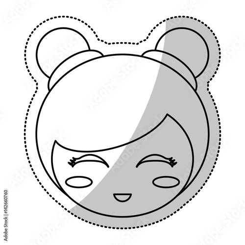 face kokeshi folklore culture line vector illustration eps 10