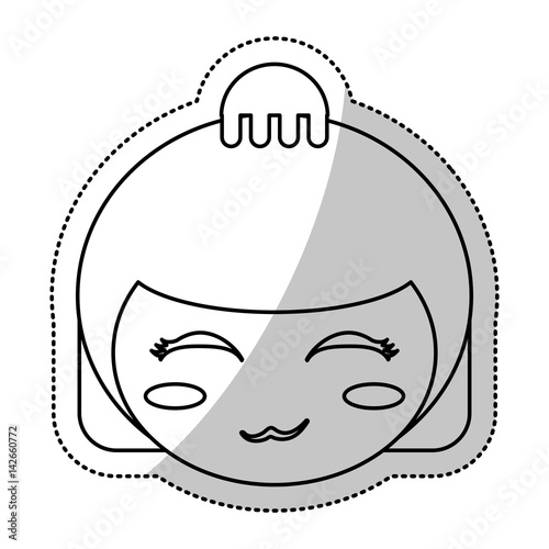 face kokeshi folklore culture line vector illustration eps 10