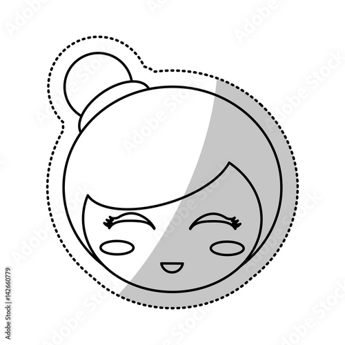 face kokeshi folklore culture line vector illustration eps 10