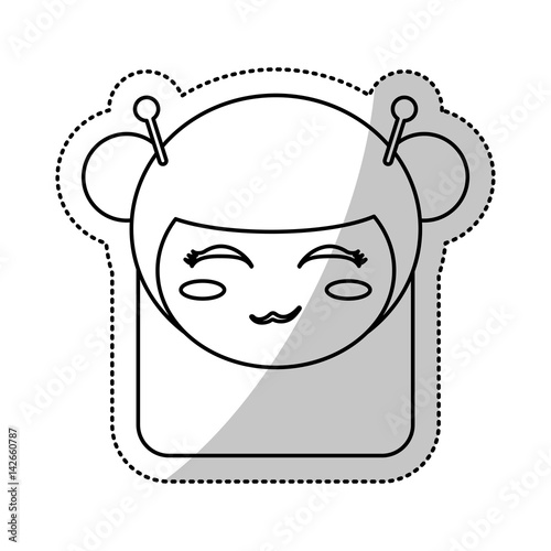 face kokeshi folklore culture line vector illustration eps 10