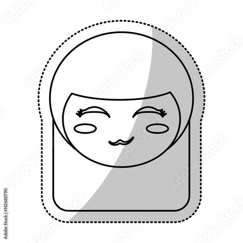 face kokeshi folklore culture line vector illustration eps 10