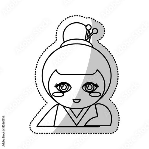 kokeshi doll souvenir outline vector illustration eps 10