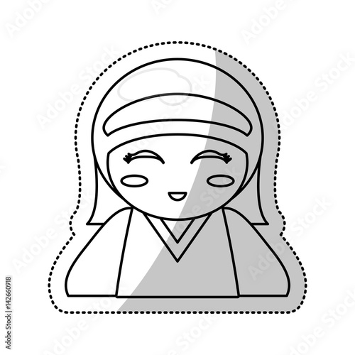 kokeshi doll souvenir outline vector illustration eps 10