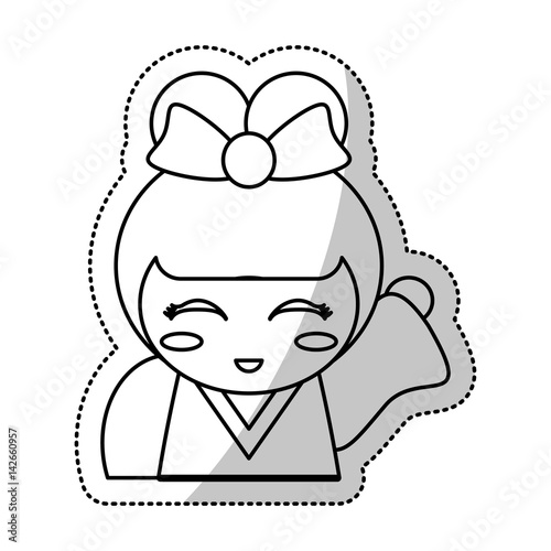 kokeshi doll souvenir outline vector illustration eps 10