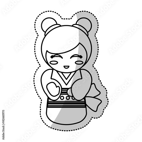 kokeshi doll geisha traditional line vector illustration eps 10