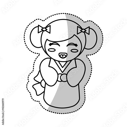 kokeshi doll geisha traditional line vector illustration eps 10