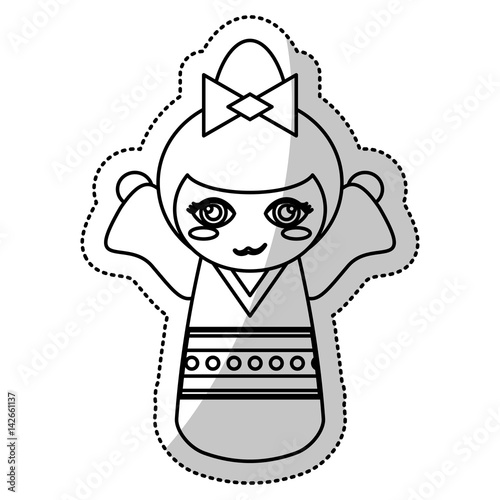 kokeshi doll geisha traditional line vector illustration eps 10