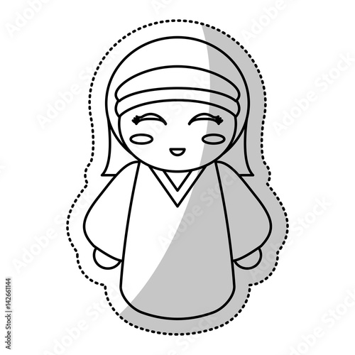 kokeshi doll geisha traditional line vector illustration eps 10