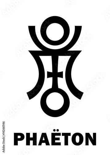 Astrology Alphabet: PHAËTON, hypothetic destroyed planet. Hieroglyphics character sign (single symbol).