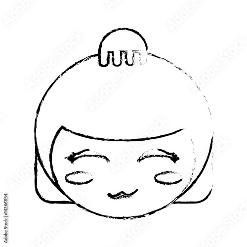 face kokeshi doll sketch vector illustration eps 10