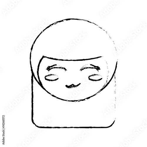 face kokeshi doll sketch vector illustration eps 10