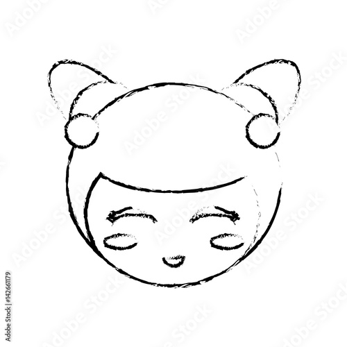 face kokeshi doll sketch vector illustration eps 10