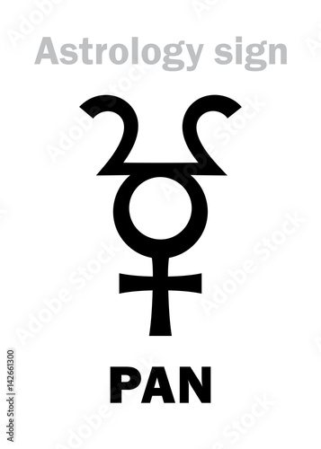 Astrology Alphabet: PAN (Faun), hypothetical planetoid. Hieroglyphics character sign (single symbol).
