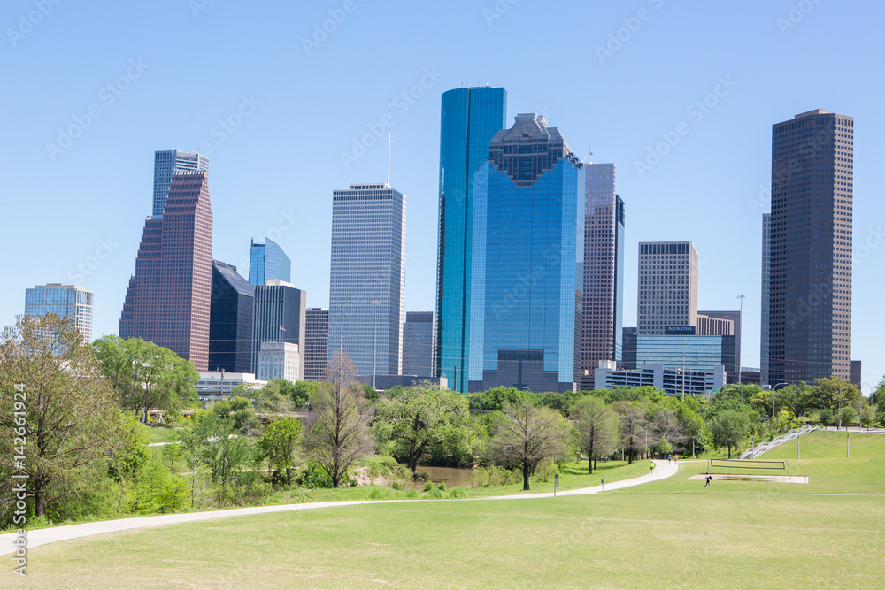 Landscape of Downtown Houston city, Texas with modern building. Landscape of Downtown Houston city, Texas with modern building.