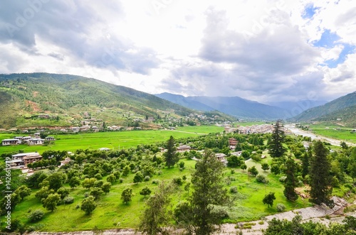 Scenic View of the Paro Valley in Bhutan