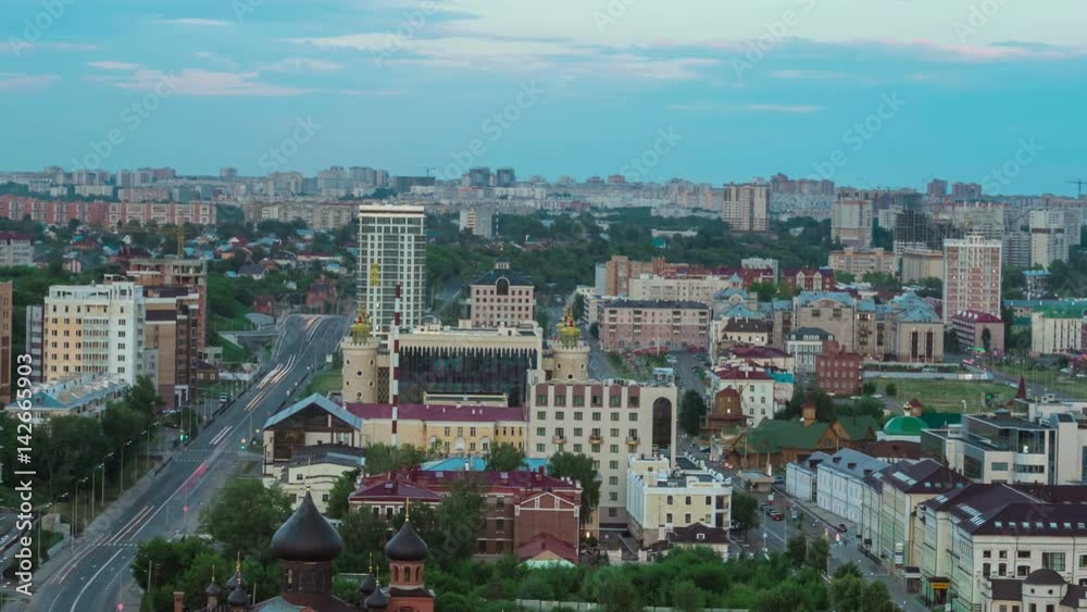 Timelapse Motion along Kazan Kremlin and Aerial View on it Timelapse Motion along Kazan Kremlin and Aerial View on it