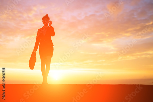 silhouette of businesswoman