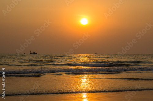 Sunset on the Arabmol beach, North Goa, India