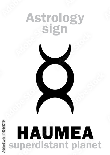 Astrology Alphabet: HAUMEA, superdistant dwarf planet. Hieroglyphics character sign (single symbol).