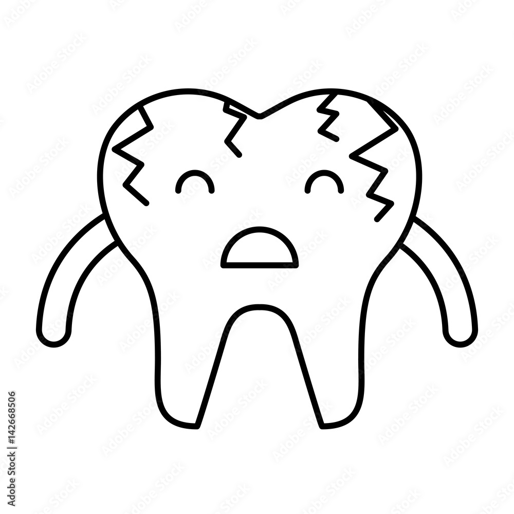 Broken tooth sad character icon vector illustration design