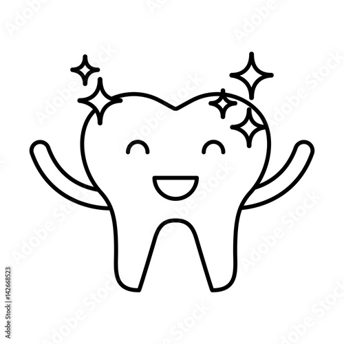happy healthy tooth character icon vector illustration design