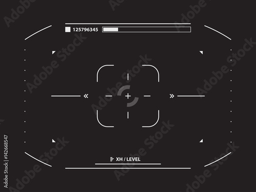 Sci fi futuristic interface camera viewfinder. Concept user interface high tech screen spaceship. Vector illustration