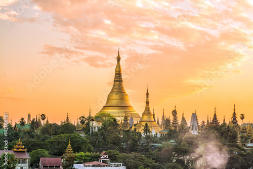 Photos Yangon skyline with Shwedagon Pagoda  in Myanmar