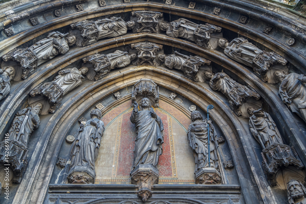 Gothic detail of the medieval cathedral church of Maastricht, Netherlands