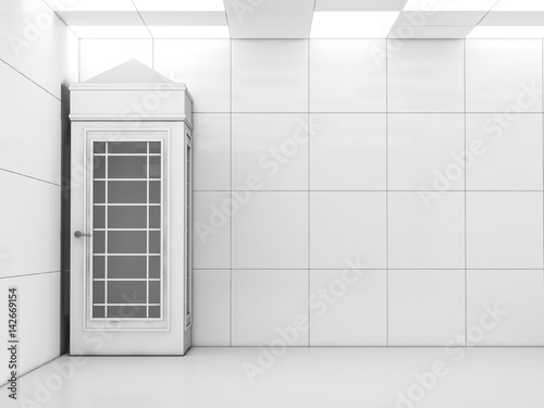 White empty room interior with call-box. 3D rendering