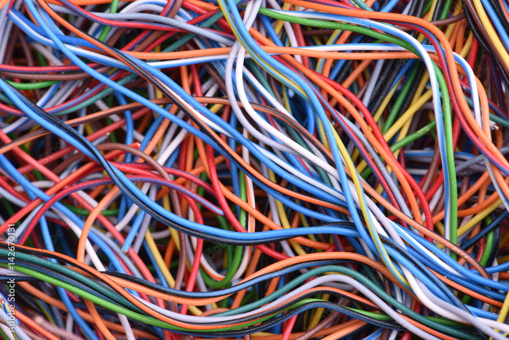 Colorful cables and wires Colorful cables and wires