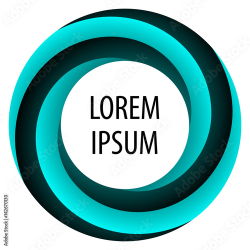 Round spiral shape background. Twisting color strips creating a circle, in the center of which is space for text. Vector .