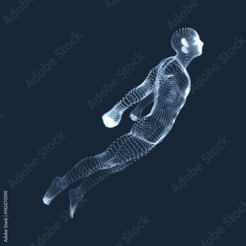 Business, Freedom or Happiness Concept. 3D uman Body Model. Vector Illustration.