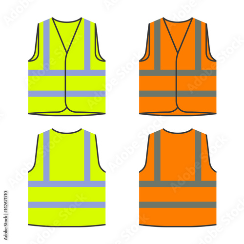 reflective safety vest yellow orange vector photo