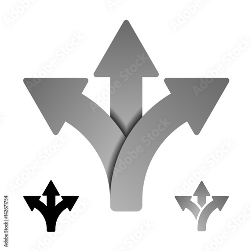 three way direction arrow symbol vector