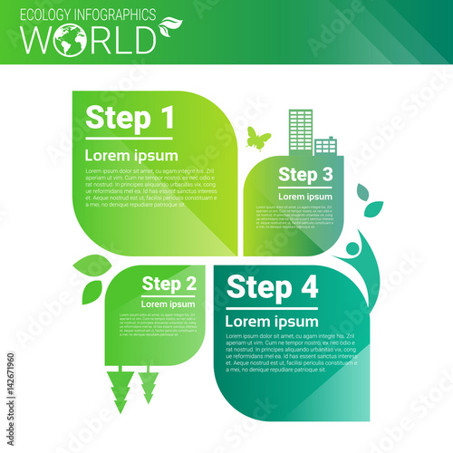 World Environmental Protection Green Energy Ecology Infographics Banner With Copy Space Vector Illustration