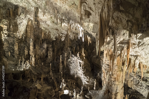 Cave stalactites and stalagmites formation