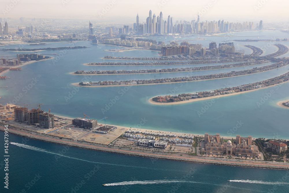 Fototapeta premium Dubai The Palm Jumeirah Palme Insel Marina Luftaufnahme Luftbild