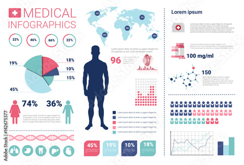 Health Medicine Infographics Information Banner With Copy Space Vector Illustration