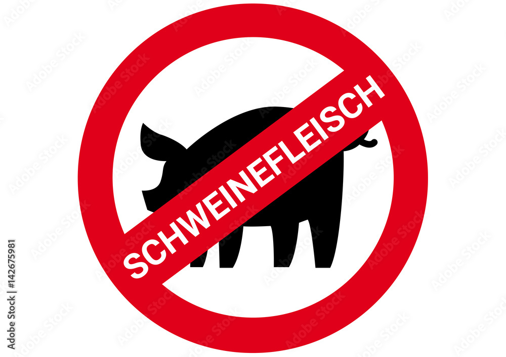 Schild Kein Schweinefleisch Adobe Stock